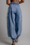 High-Waisted Wide-Leg Denim Pants