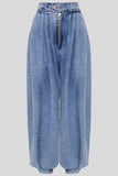 High-Waisted Wide-Leg Denim Pants
