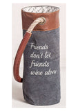 Friends Up-Cycled Canvas and Leather Wine Gift Bag