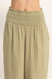 Smocked Waist Wide-leg Pants