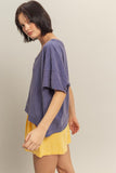 Raw Edge V Neck Oversized T Shirt