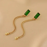 Retro Emerald Dangle Earrings