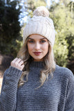Cozy Cable Knit Beanie With Fuzzy Round
