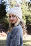 Cozy Cable Knit Beanie With Fuzzy Round