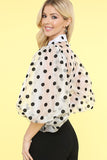 Polka Dot Organza Puff Top