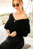 Deep V-neck Balloon Sweater