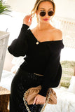 Deep V-neck Balloon Sweater