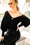 Deep V-neck Balloon Sweater