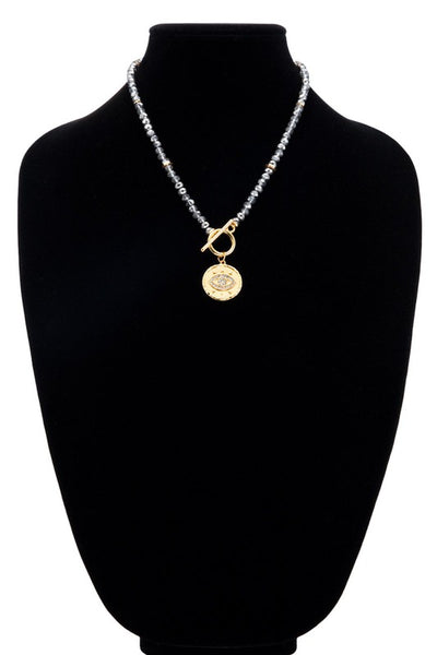 Glass Evil Eye and Beaded Necklace