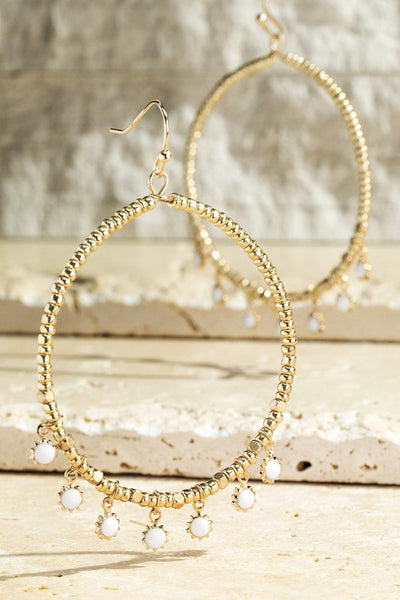 Glass Sunflower and Beads Earrings