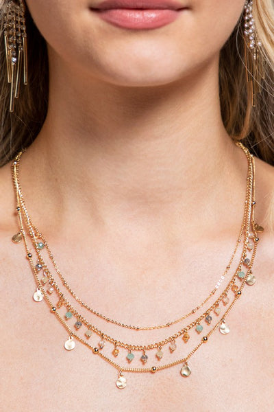 Glass and Metal Multi Layered Necklace