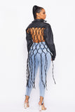 Open Back Fringe Leather top