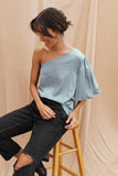Washed Satin Crepe One Bubble Sleeve Top