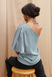 Washed Satin Crepe One Bubble Sleeve Top