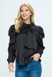 Satin Tie-Front Blouse