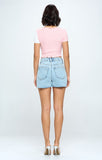 Acid Wash Denim Shorts -