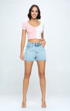 Acid Wash Denim Shorts -