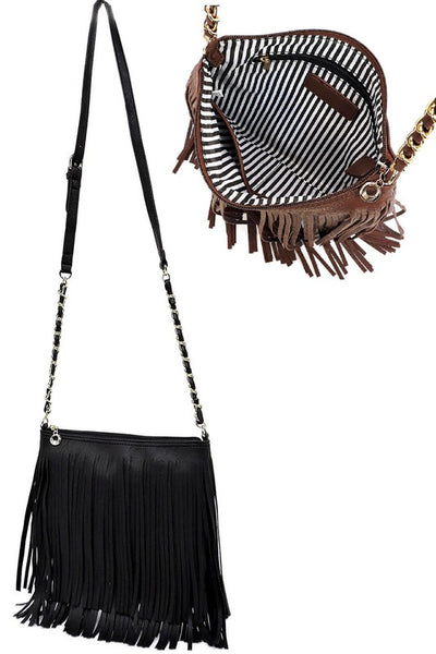 Aztec Black Fringe Crossbody Bag