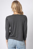 Shoulder Pad Puff Midi Sleeve Top