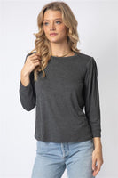Shoulder Pad Puff Midi Sleeve Top