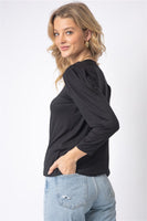 Shoulder Pad Puff Midi Sleeve Top