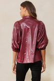 Faux Leather Solid Woven Top