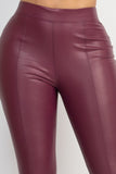 Center seam faux leather pants