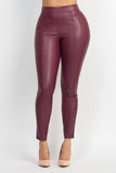 Center seam faux leather pants
