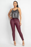 Center seam faux leather pants