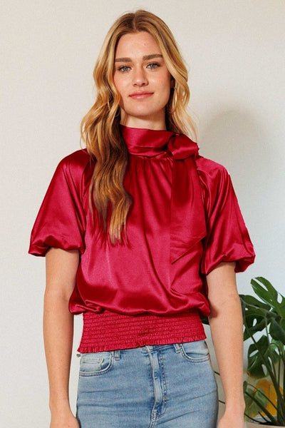 Ruby Red bow blouse