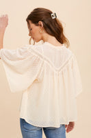 SWISS DOT CHIFFON BUTTON FRONT BLOUSE