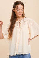 SWISS DOT CHIFFON BUTTON FRONT BLOUSE