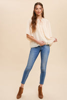 SWISS DOT CHIFFON BUTTON FRONT BLOUSE