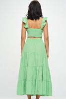 Crop Top And Tiered Maxi Skirt Set