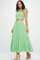 Crop Top And Tiered Maxi Skirt Set