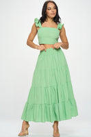 Crop Top And Tiered Maxi Skirt Set