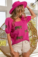 TIGER PATTERN SHORT SQUARE NECK SWEATER