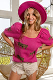 TIGER PATTERN SHORT SQUARE NECK SWEATER