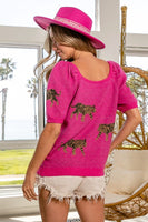 TIGER PATTERN SHORT SQUARE NECK SWEATER
