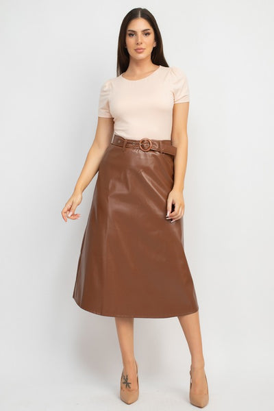 A-line Faux Leather Skirt