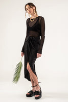 Pleated Tulip Midi Skirt