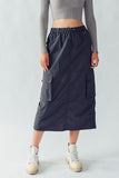 Elastic Waist Cargo Midi