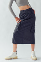Elastic Waist Cargo Midi