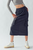 Elastic Waist Cargo Midi