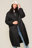 Longline Padded Snap Button Coat