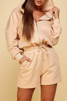 LONG SLEEVE ZIP UP HOODED ROMPER