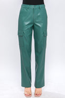 Faux Leather Cargo Pants