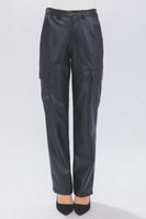 Faux Leather Cargo Pants