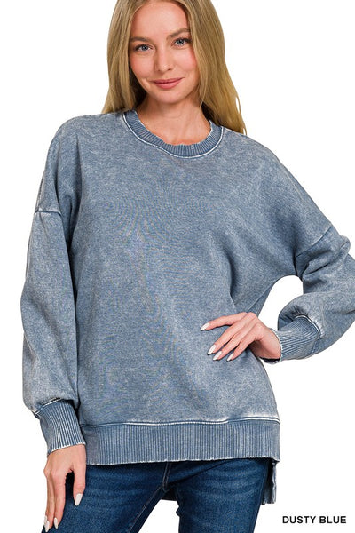 Acid Wash Fleece Pullover