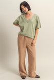 Raw Edge V Neck Oversized T Shirt